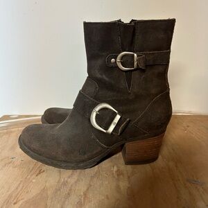 Born Dark Brown Suede Heeled Boots